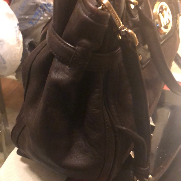 Michael Kors Brown Shoulder Bag / satchel with Gold Accents VINTAGE - Picture 5 of 9